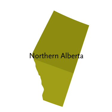map of Alberta with Northern Alberta area shaded