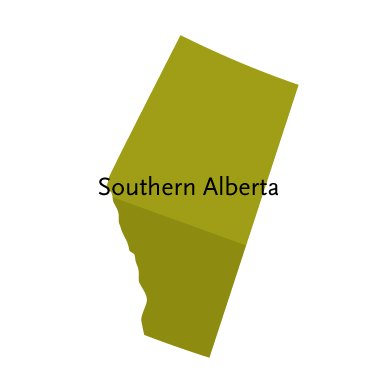 map of Alberta with Southern Alberta area shaded